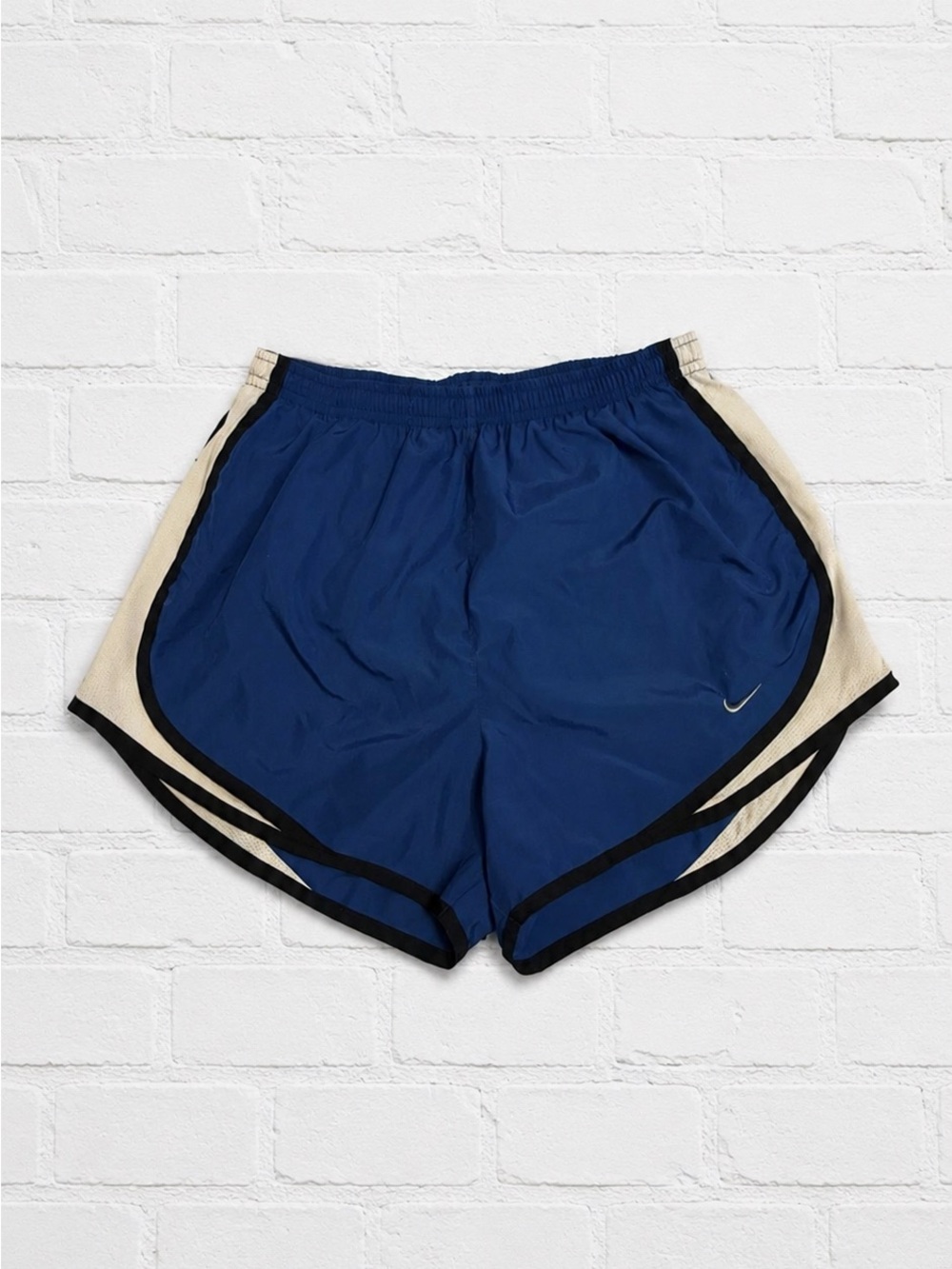 Nike Dry Fit  Retro Blue Athletic Shorts with White  Panels and Black Trim